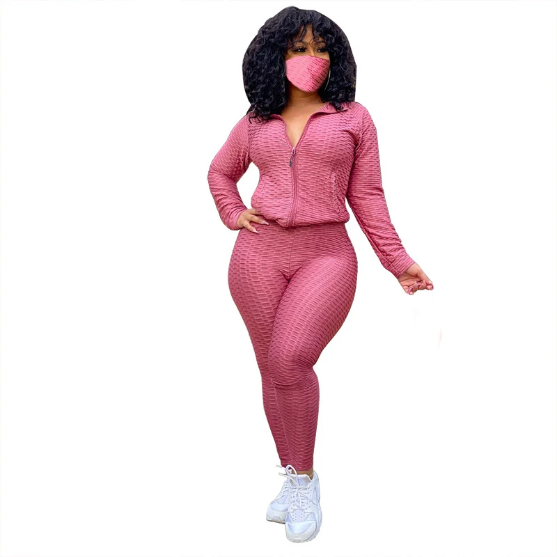 
mouth-muffle yoga pants suit fitness jogger sweatsuit sets for women two piece 
