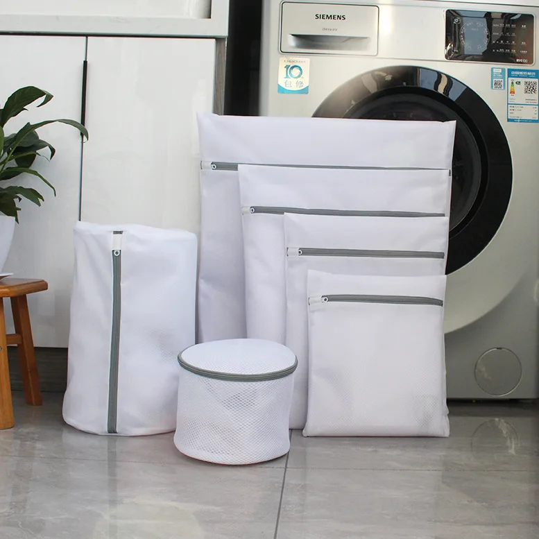 Customize travel white  Foldable Underwear reusable 7 size washing zip mesh laundry bag