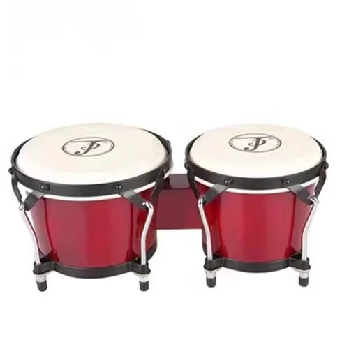 Chinese Factory Student Bongo Drums YDB-105D Cowhide Skin Wooden Instrument from Cowhide Skin Wooden Instrument