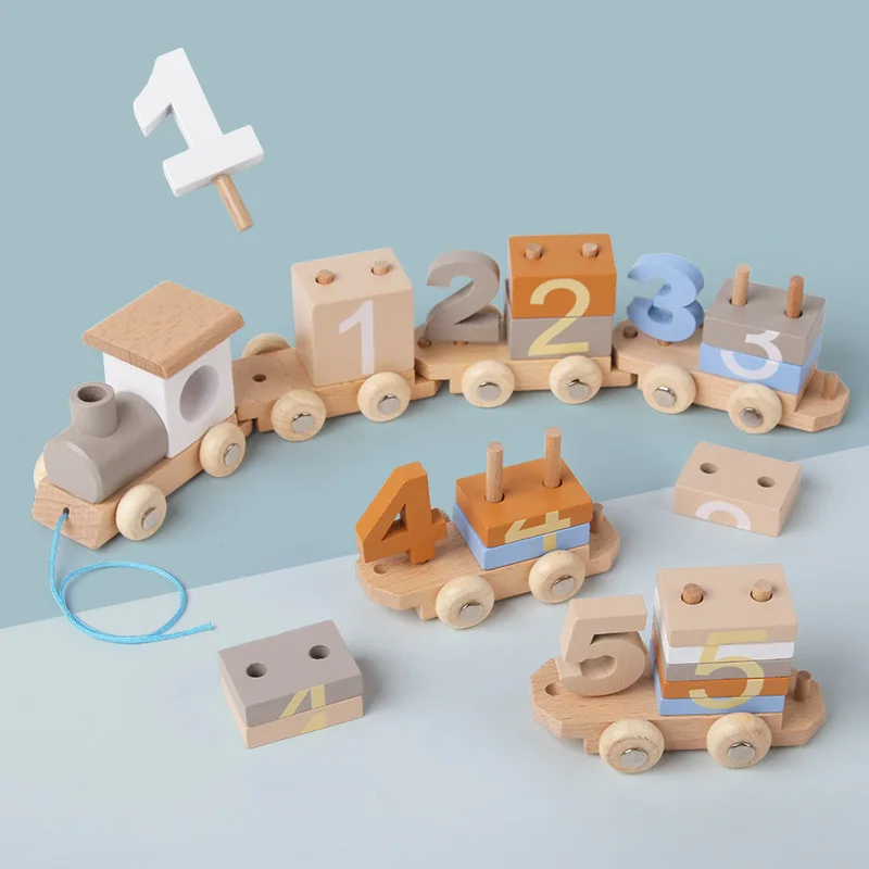 Digital Wooden Train Toy Handcrafted Slot Toys for Kids