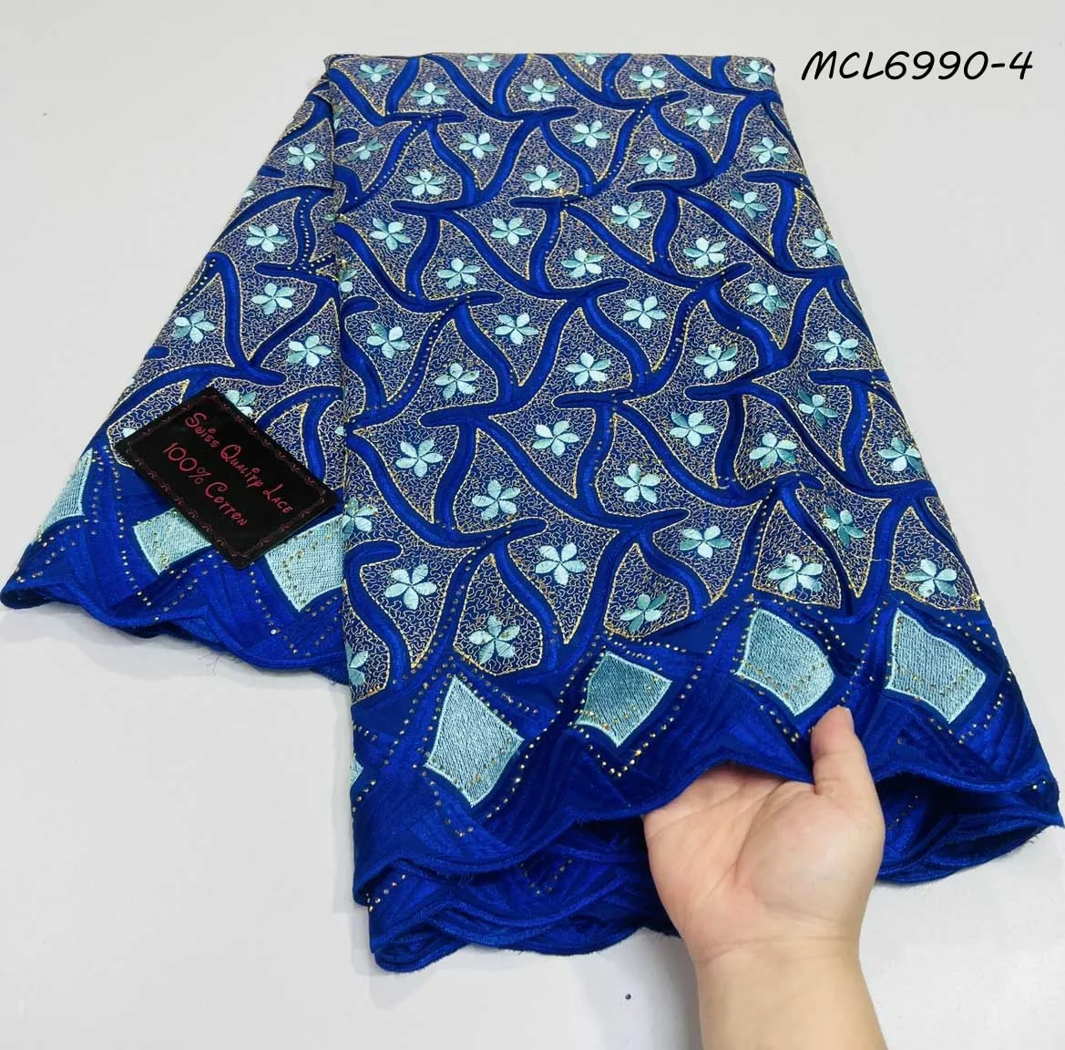 2024 Latest lafaya Swiss voile Lace Fabric 100% Cotton Embroidery High Quality African French Cotton Laces Fabrics 5 Yards