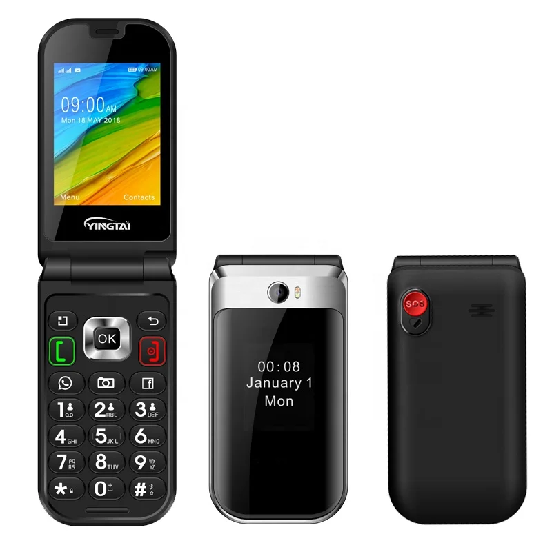 4G flip keypad mobile phone with Android system with 2.8inch screen SOS Dual SIM WIFI whatsap smart feature phone