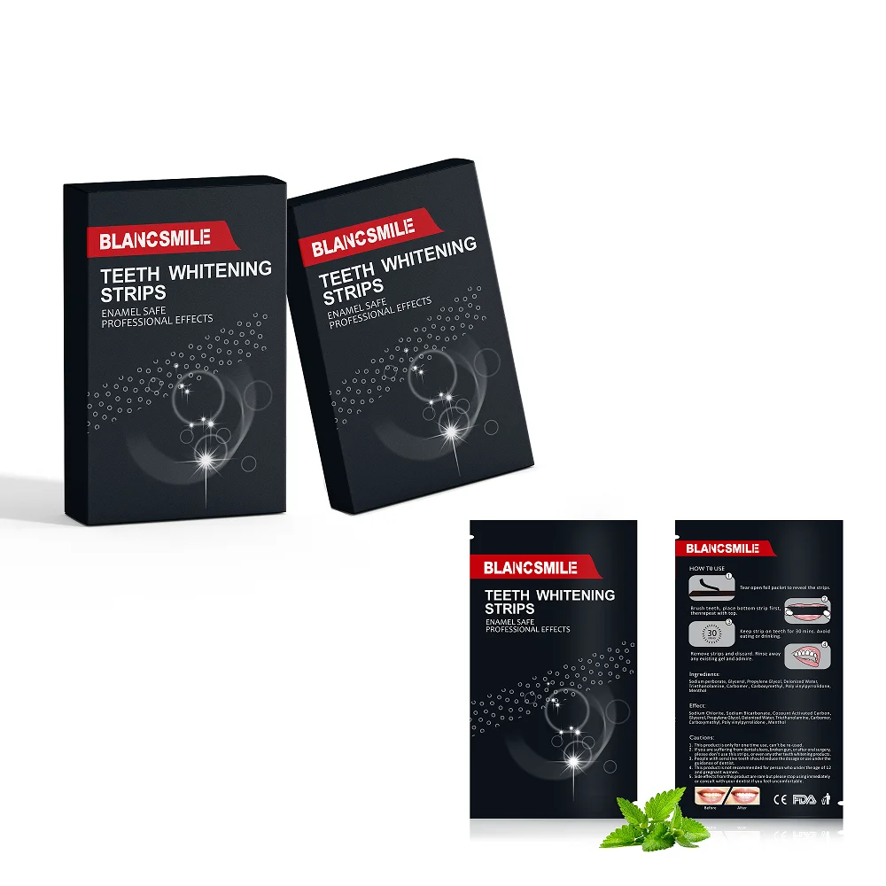 2021 Professional EU Hot Sale BlancSmile Activated Charcoal Coconut Teeth Whitening Strips 28 Private Label