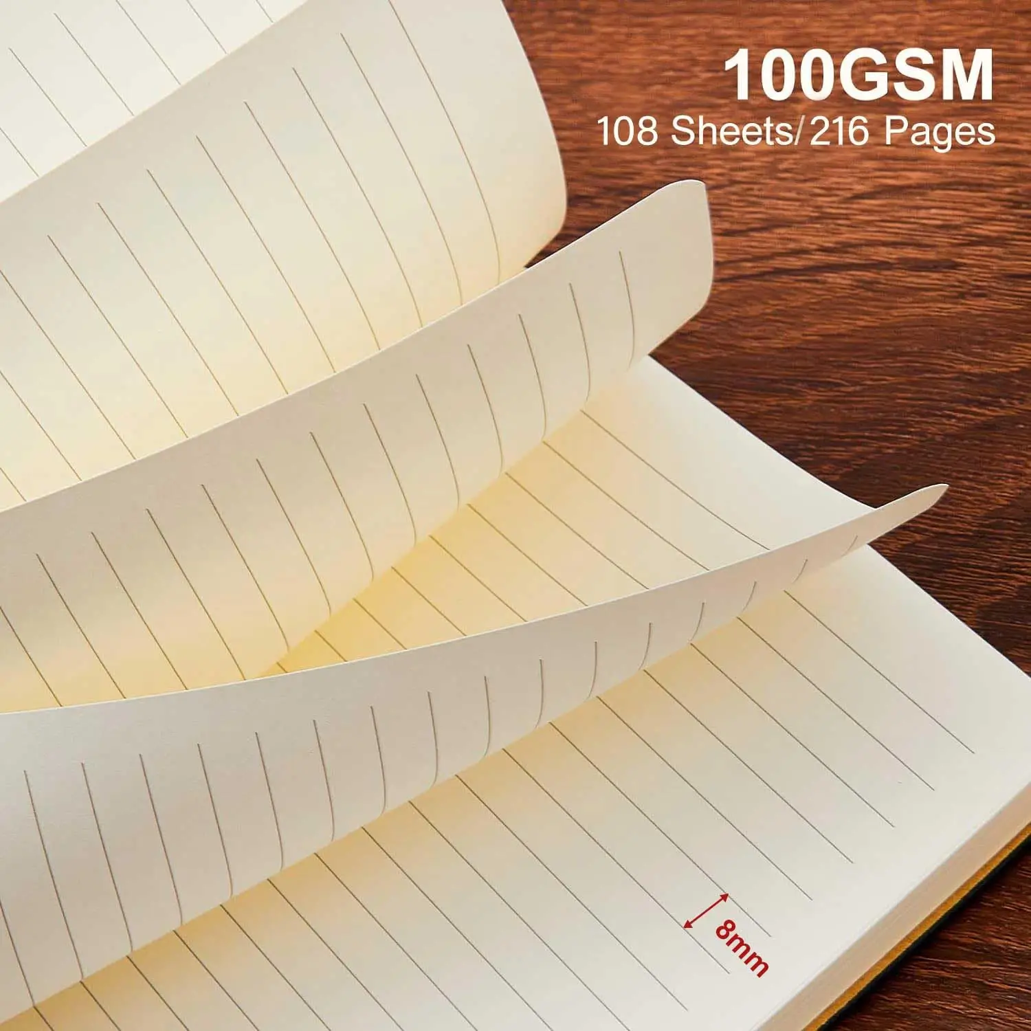 100GSM Wide Ruled Leather Christmas Notepad Portfolio Folders Custom Diary Printing Tomoe River Paper Notebook Soft Cover