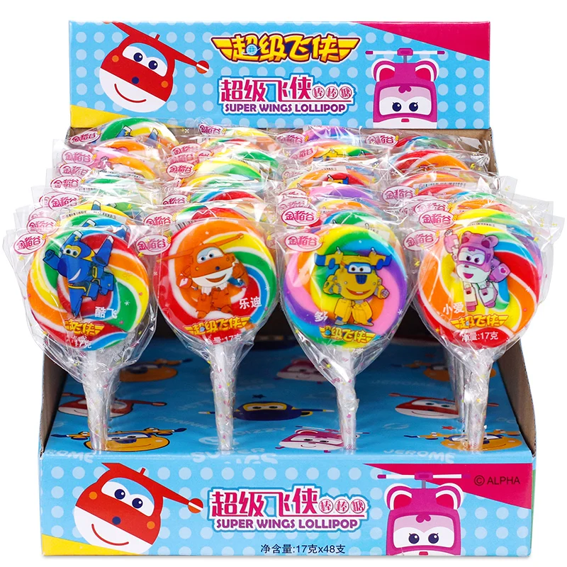 Candy Manufacturer Halal 17G Rainbow Round Stick Fruit-Flavored Sliced Lollipop Candy