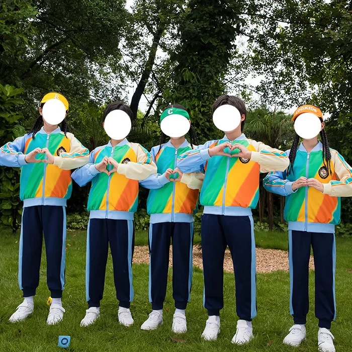 CL1028 School uniforms spring and autumn uniforms rainbow baseball uniforms