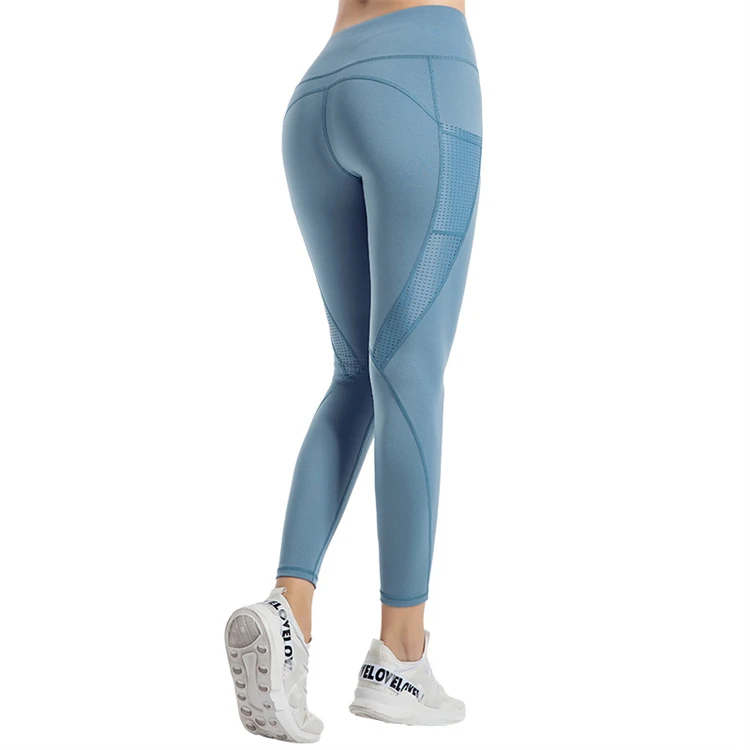 Running Scrunch Butt Mesh Fitness Sports Tights High Waist Womens Leggings With Pockets