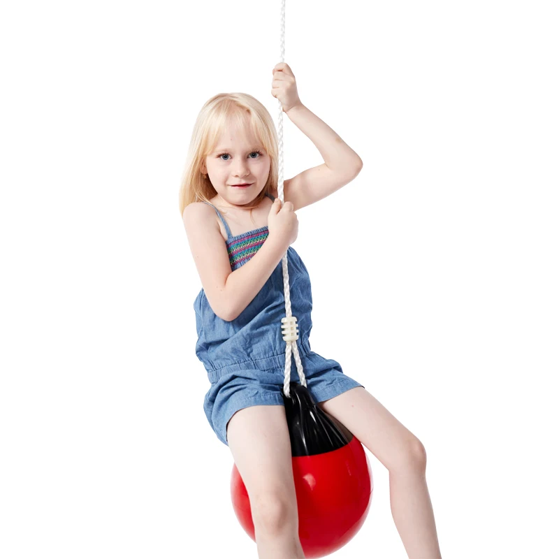 
Professional manufacture indoor kids swing seat set hanging rope red or blue PVC ball swing 