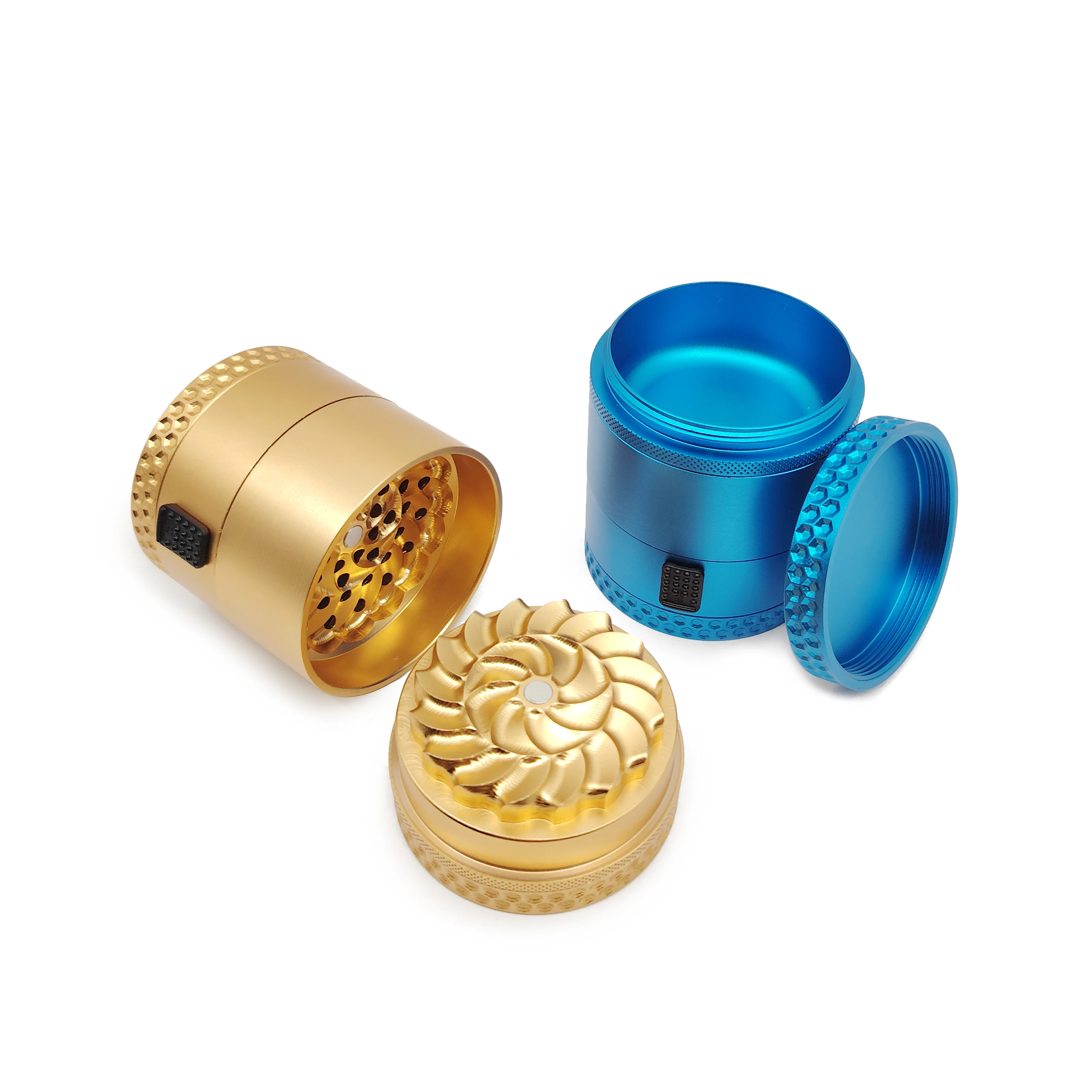 New Arrival Premium Special Teeth Herb Grinder Custom Aluminum Tobacco Grinder With Pushbutton Switch For Smoking Accessories
