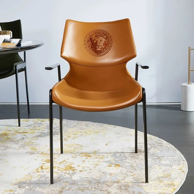 Domestic French backrest lion head chair with armrests dining chair negotiation chair