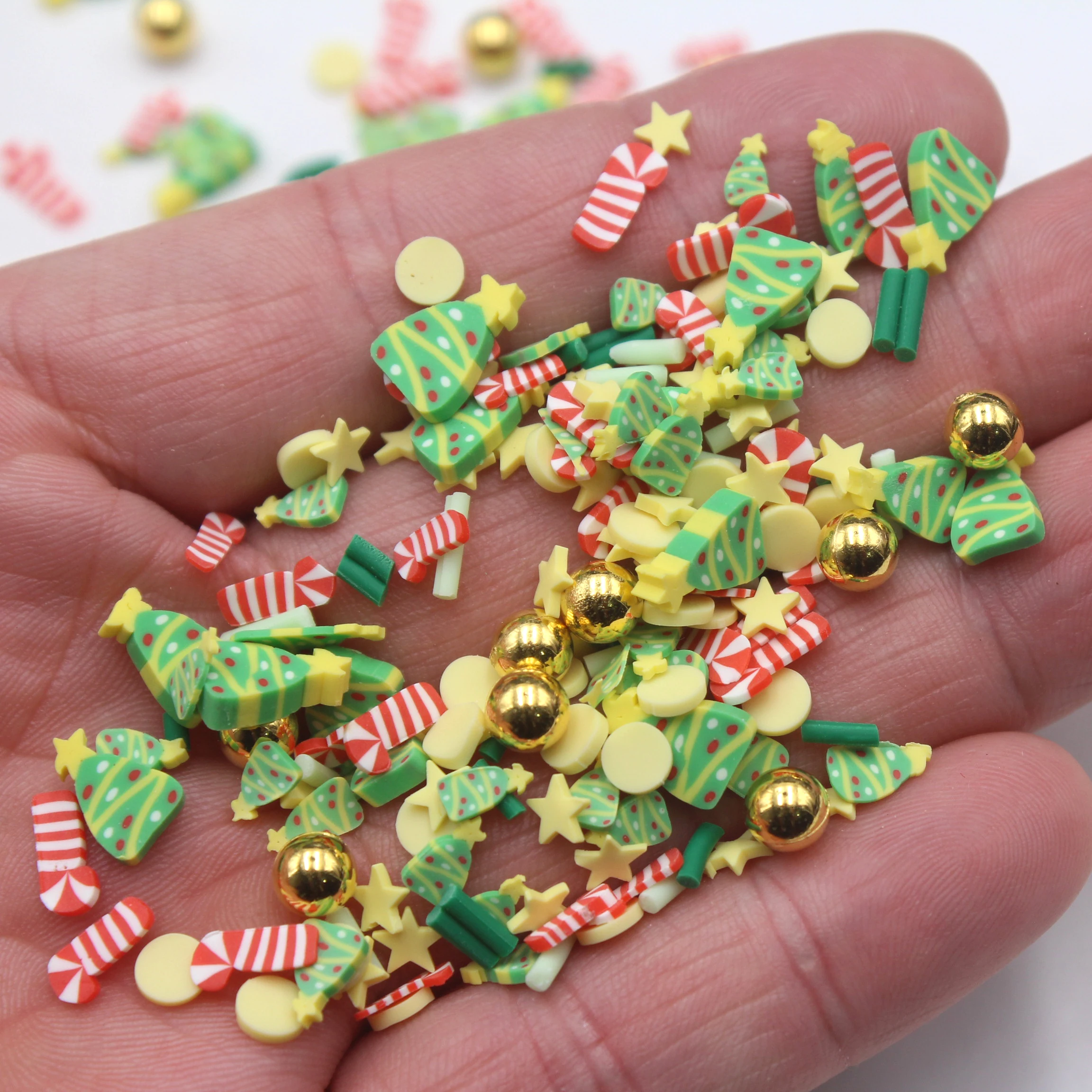 1KG/Bag Slime Accessories Clay Slices Christmas Themed Trees Crutch with Beads Mixture Sprinkles for DIY Crafts