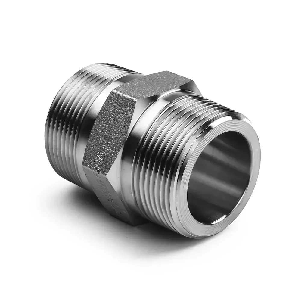 Hydraulic Stainless Steel Pipe Fitting BSPT BSPP SAE NPT Male Thread socket welded Hex Nipple