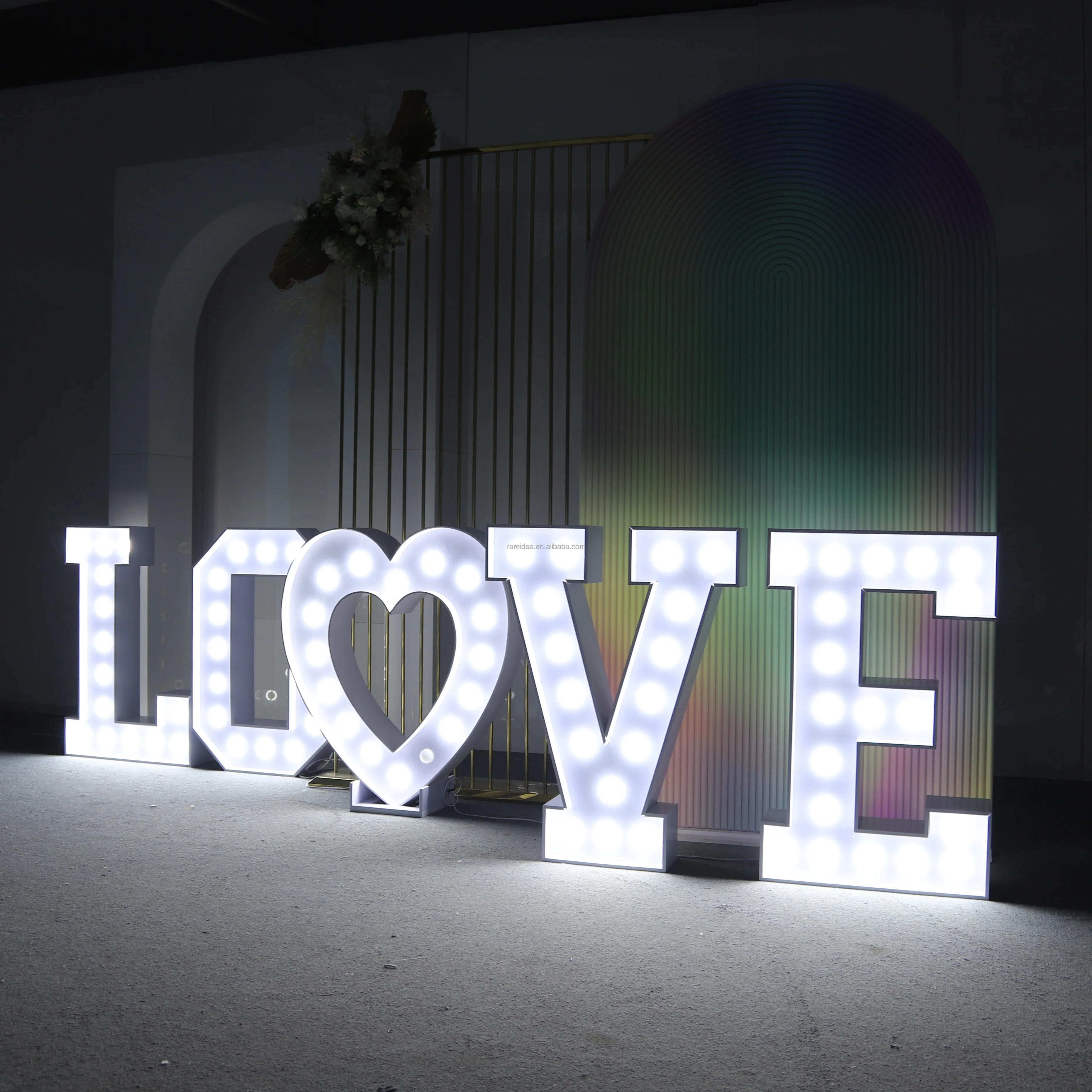 Wedding Led Light Up Mohawed Letters White Acrylic Marquee Number Lights Sign Party Wedding Decor Battery Operated