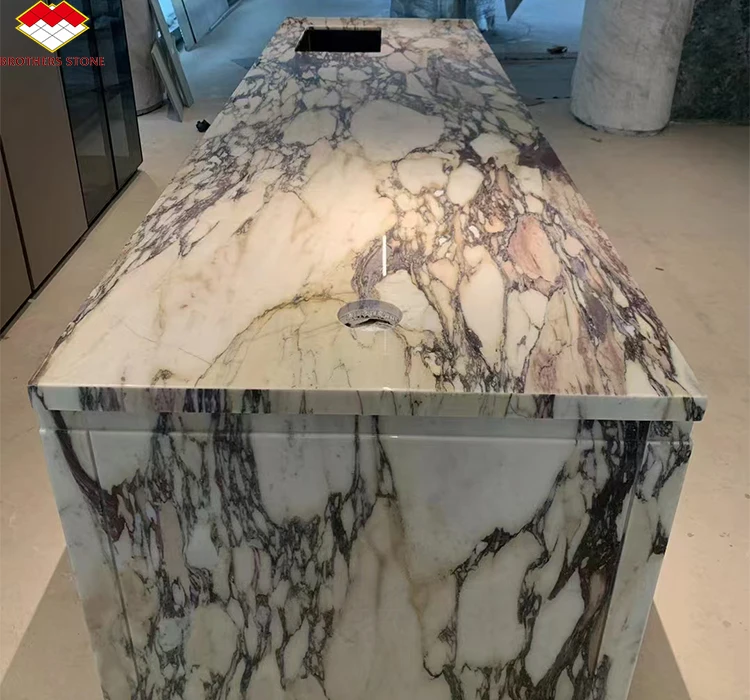 Полированные фантазийные итальянские мраморные плиты Calacatta Viola современные фиолетовые кухонные столешницы из натурального камня для виллы