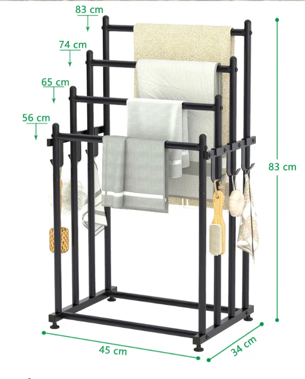 Распродажа стойка для полотенец 4-ярусная Антикоррозийная подставка с крючками сушилка одеял и стеллаж больших банных