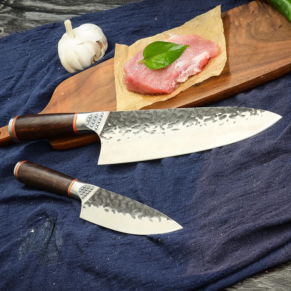 Hammer Craft Hot Selling 5cr15 High Carbon Clad Steel 8 Inch Luxury Kitchen Knife Manufactures Hand Forged Chef Knife