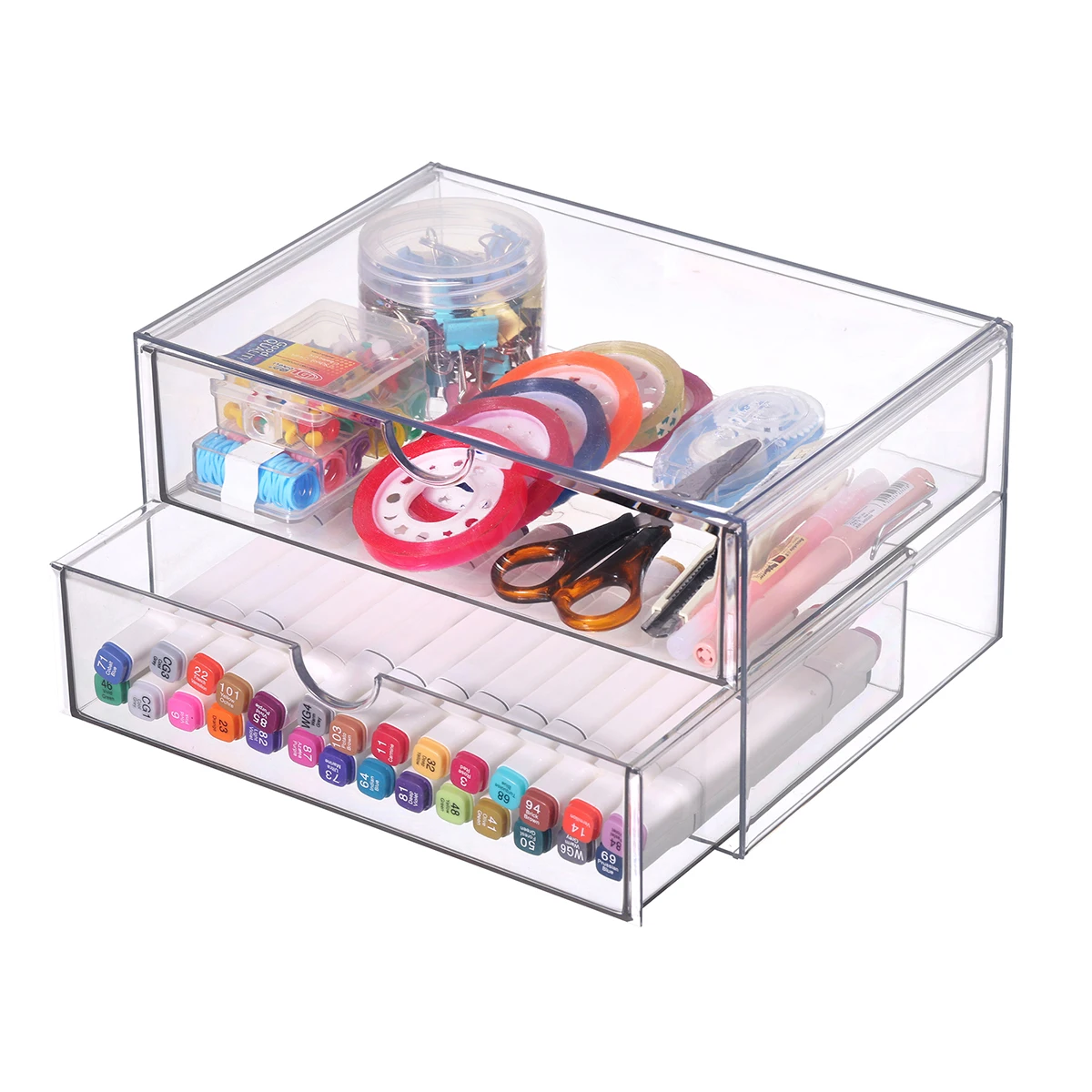 Wholesale PET Plastic Drawer Organizer Transparent Desktop Cosmetic Storage Box Pen Organizer for Desk
