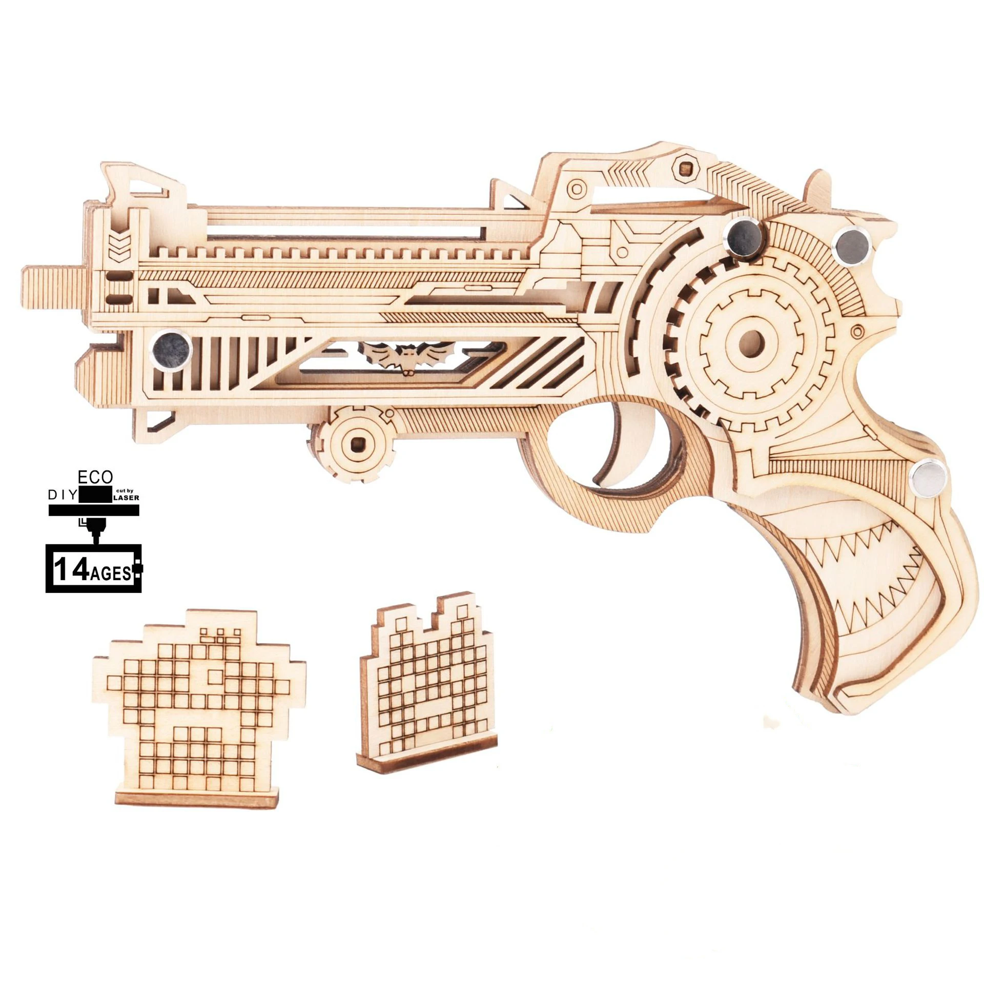 Competitive Price Rubber Band Gun 3D Simulation Model Children Puzzle Wooden Diy Toy
