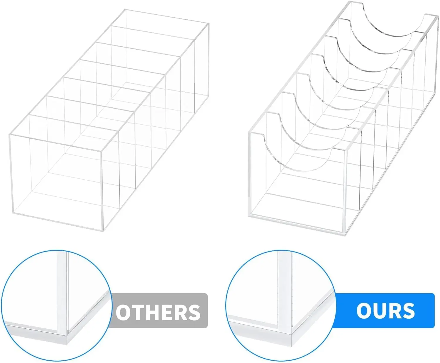 Acrylic Belt Organizer 7 Compartment Closet Storage Holder for Tie Bow Tie Multifunctional Display Case for Bathroom Office