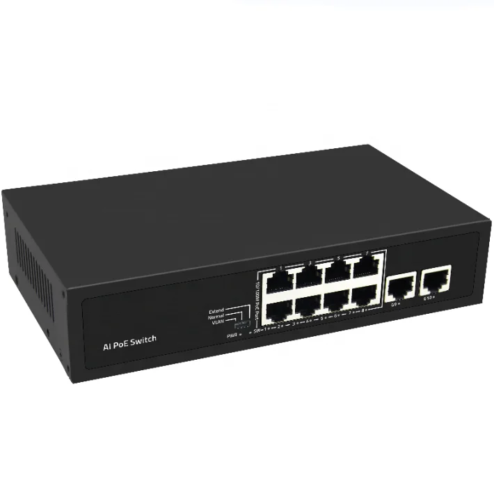 Full Gigabit 10/100/1000M 8 port PoE switch with 2 SFP gigabit slots for CCTV industry