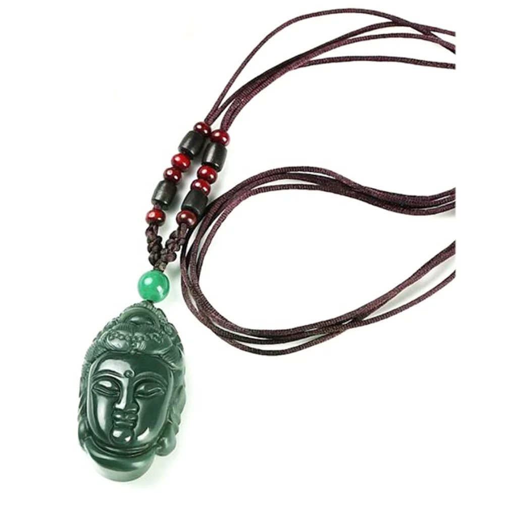 White 18k Wood Wholesale Carved Ivory Gold Green Jade Buddha Pendant
