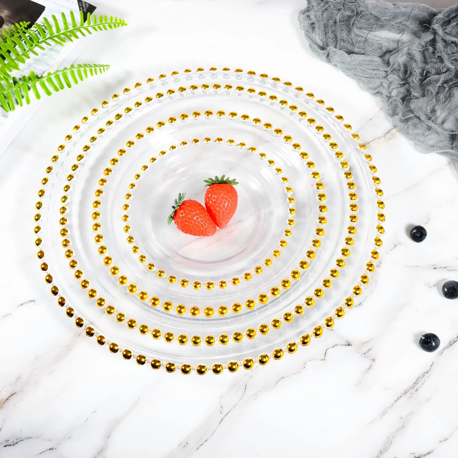 Wholesale Multi Size Glass Charger Plates Wedding Glass Charger Plate Glass Beaded Charger Plate