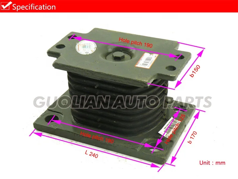 Sinotruk Howo 371 Truck Spare Parts AZ9725520278 Rubber Mounting AZ9725520276 Rubber Support Block