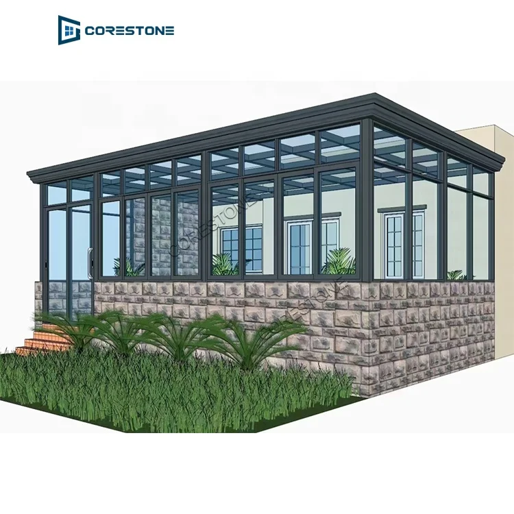 Prefabricated Swimming Pool Enclosure Tempered Glass Sunrooms Aluminum Frame Polycarbonate Retractable Sunroom Roof