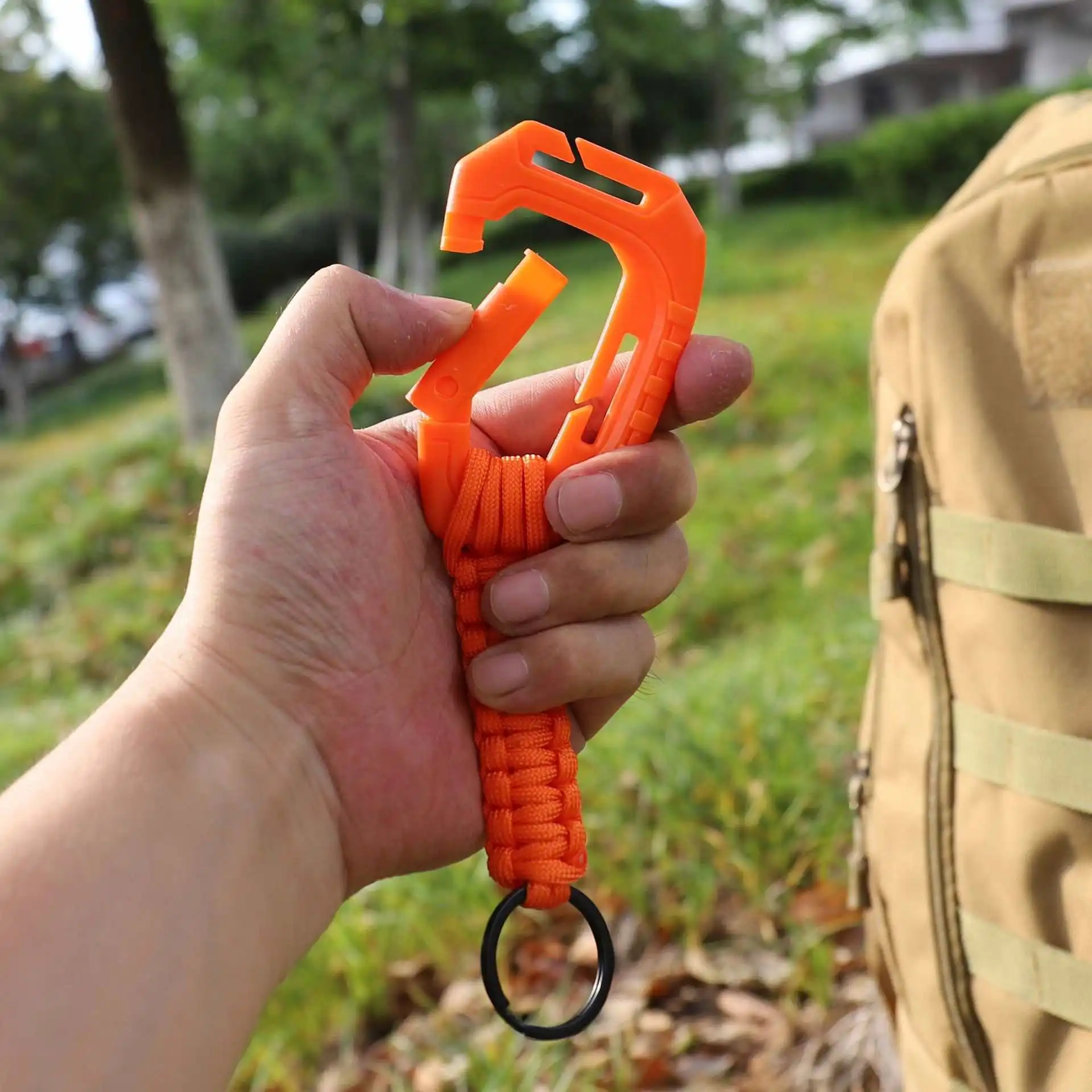 Handmade Custom Camping Survival Self Defense Paracord,Metal Keychains Monkey Fist with Big Steel Ball/