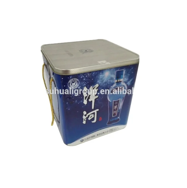 
handle wine tin box for four bottles of wine 
