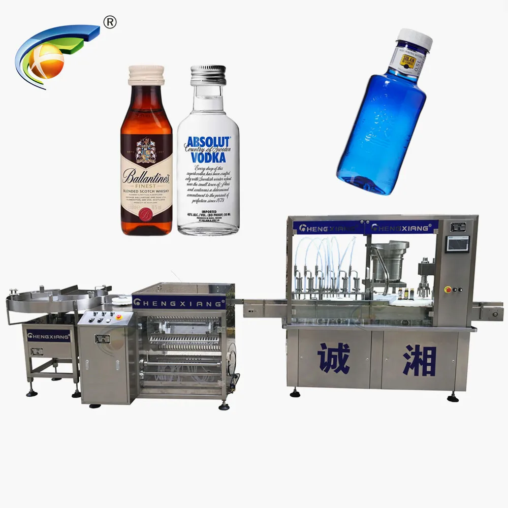 Customized vodka alcohol drinks filling capping machine 50ml bottle line with filler capper and labeler