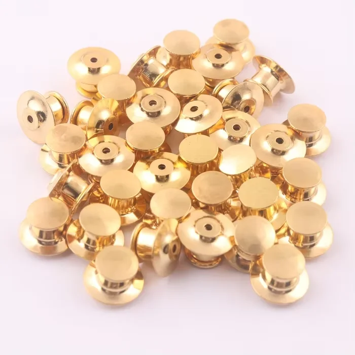 Color Brass Locking Clutch Flat Head Lapel Back Pin Custom Button Scrap Gold Plated Pins