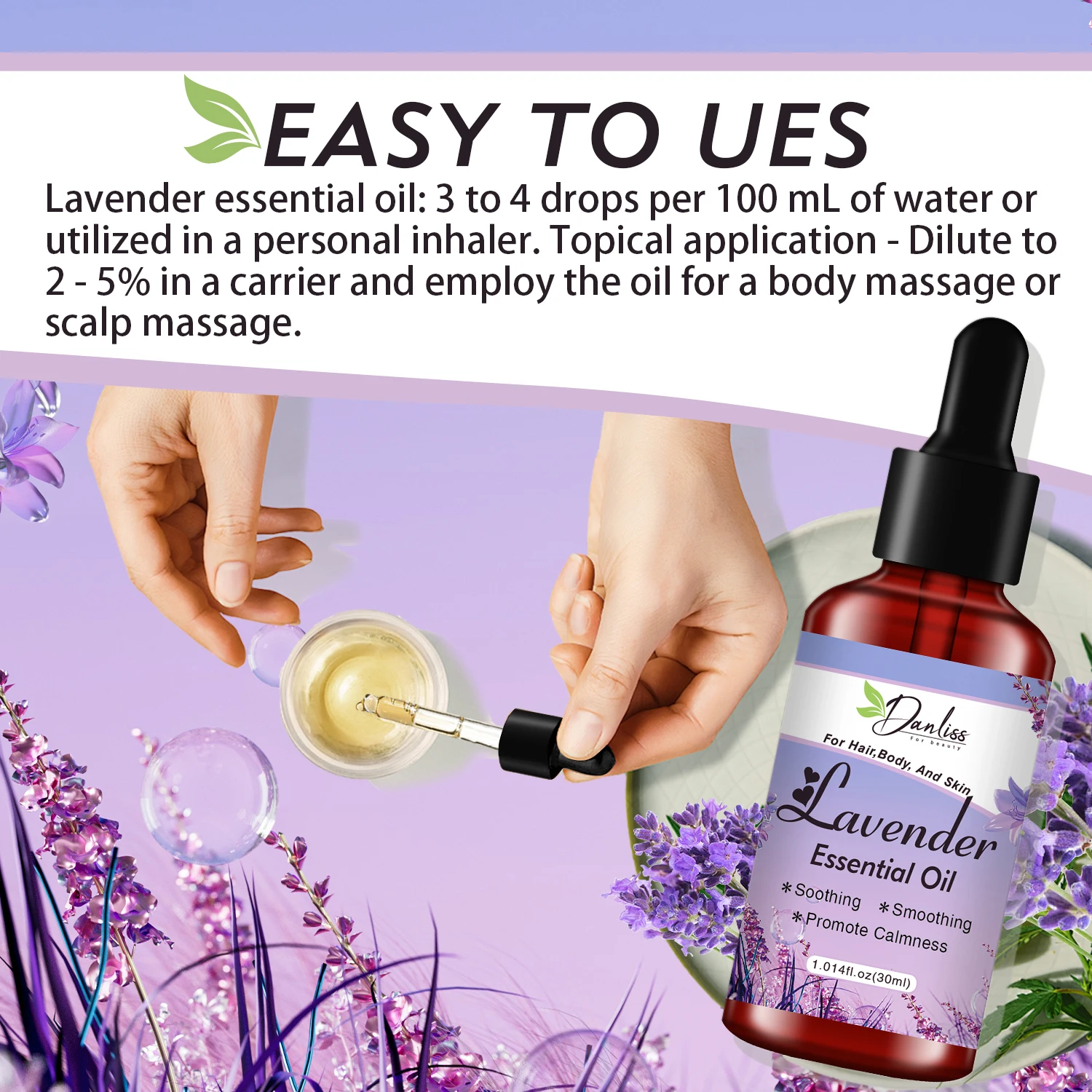 2024 New Arrivals OEM 3 In 1 Facial Hair Skin Body Care Serum Anti-wrinkle Moisturizing Hair Growth Lavender Massage Oil