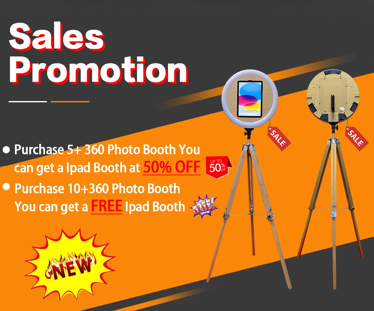 High Quality Portable Selfie Ipad Photo Booth With Ring Light Photo Booth for Sale Tripod Ipad Photo Booth Customized Size
