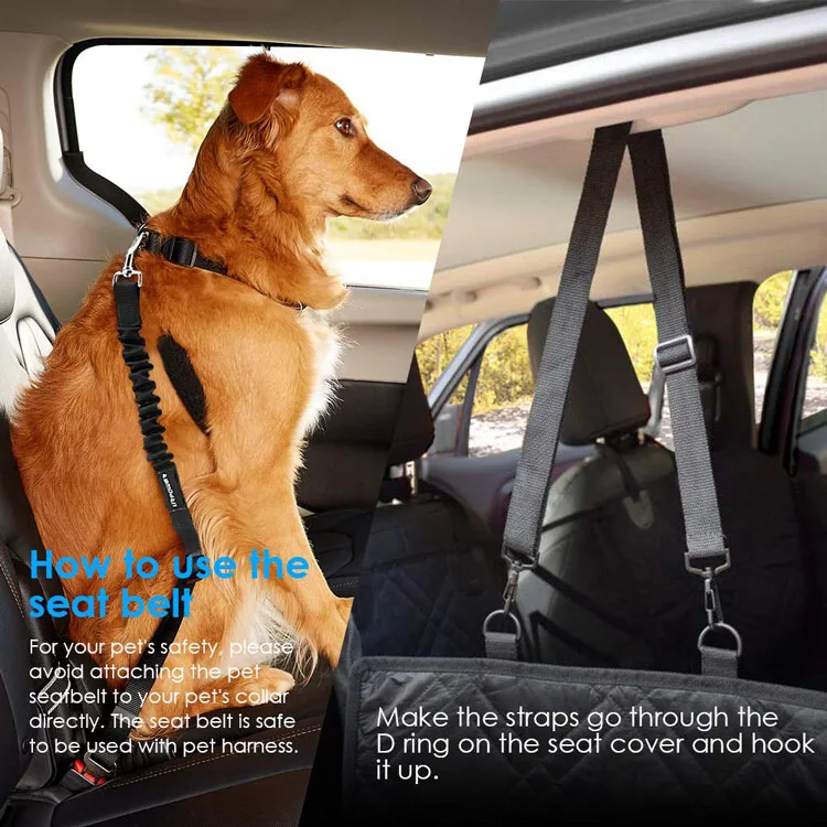 Washable Dog Hammock Mesh Visual Window Pet Seat Cover Waterproof Dog Car Seat Covers for Back Seat with Storage Pockets