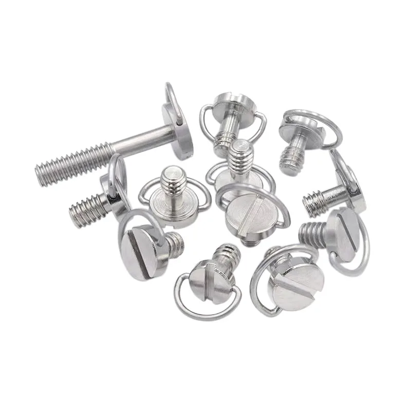 Stainless Steel 1/4 3/8 Inch Metric Flat Head Slotted C ring D ring screw Camera Tripod Monopod Quick Release Screw for Camera