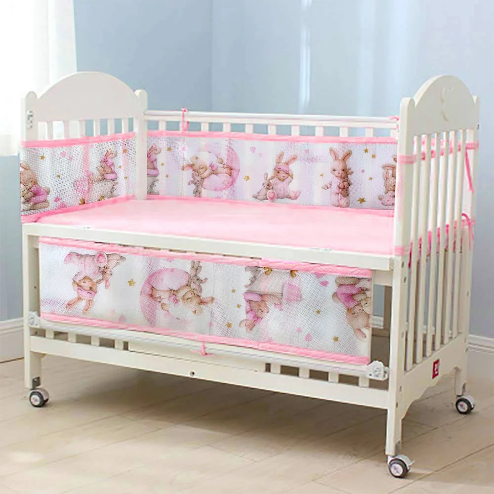 Hot Sell Comfortable All Season Safe Breathable baby Cot Circumference Infant Mesh Crib Liner