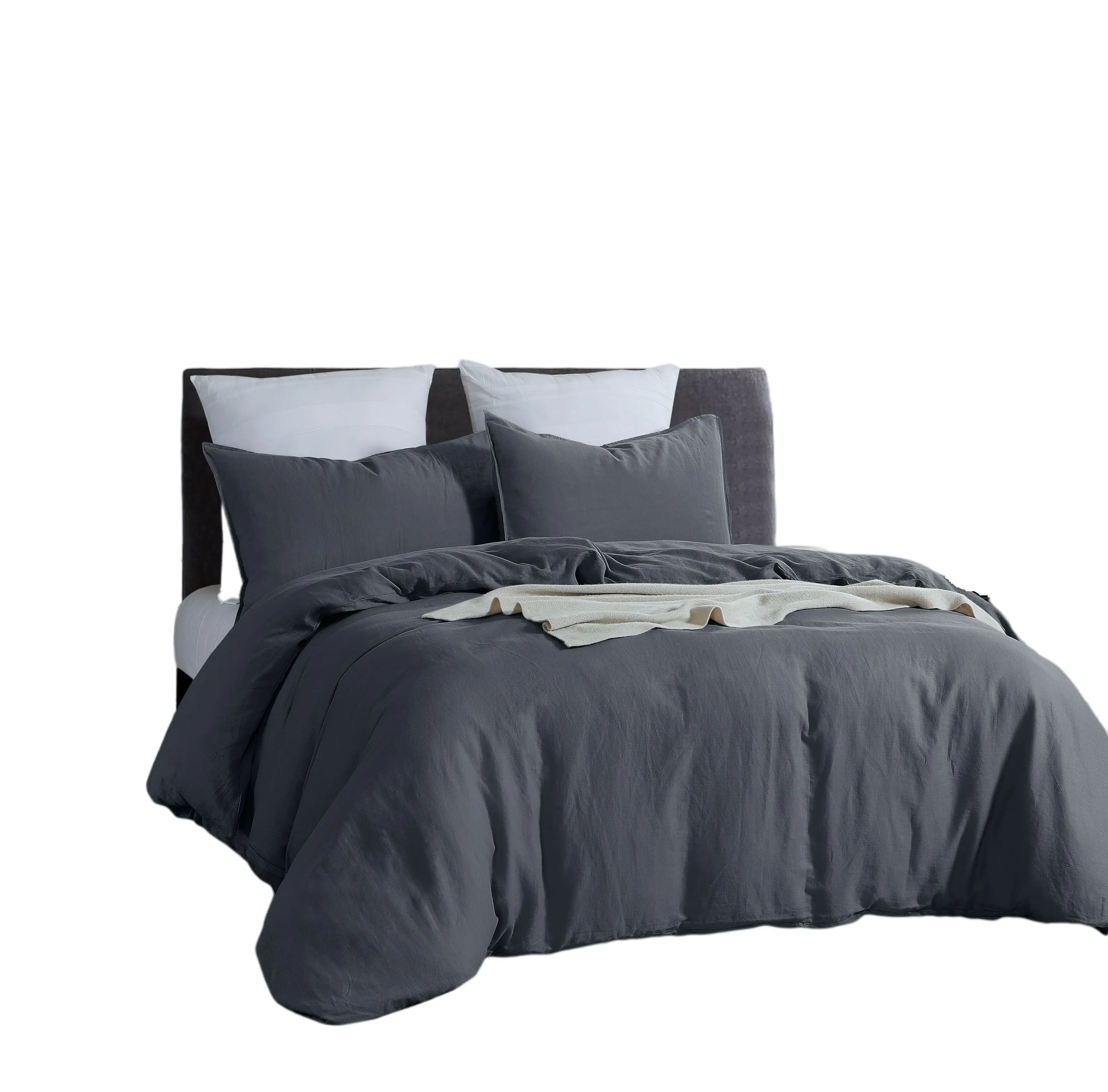 wholesale customization flax French linen 100% linen duvet cover sets pure bed sheet bedding set