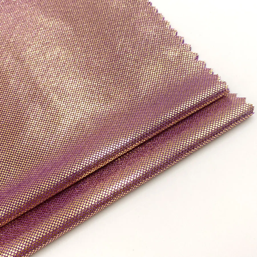 Wholesale colorful shiny stage wear gloosy cloth spandex stretch polyester plain dyed printing foil knitting satin fabric