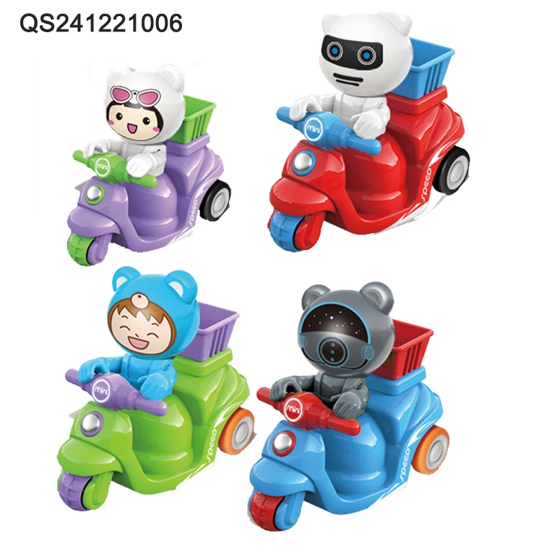QS новый дизайн мультяшный мини гоночный автомобиль игрушки Мультяшные пластиковые животные фрикционные мотоциклетные для детей подарок