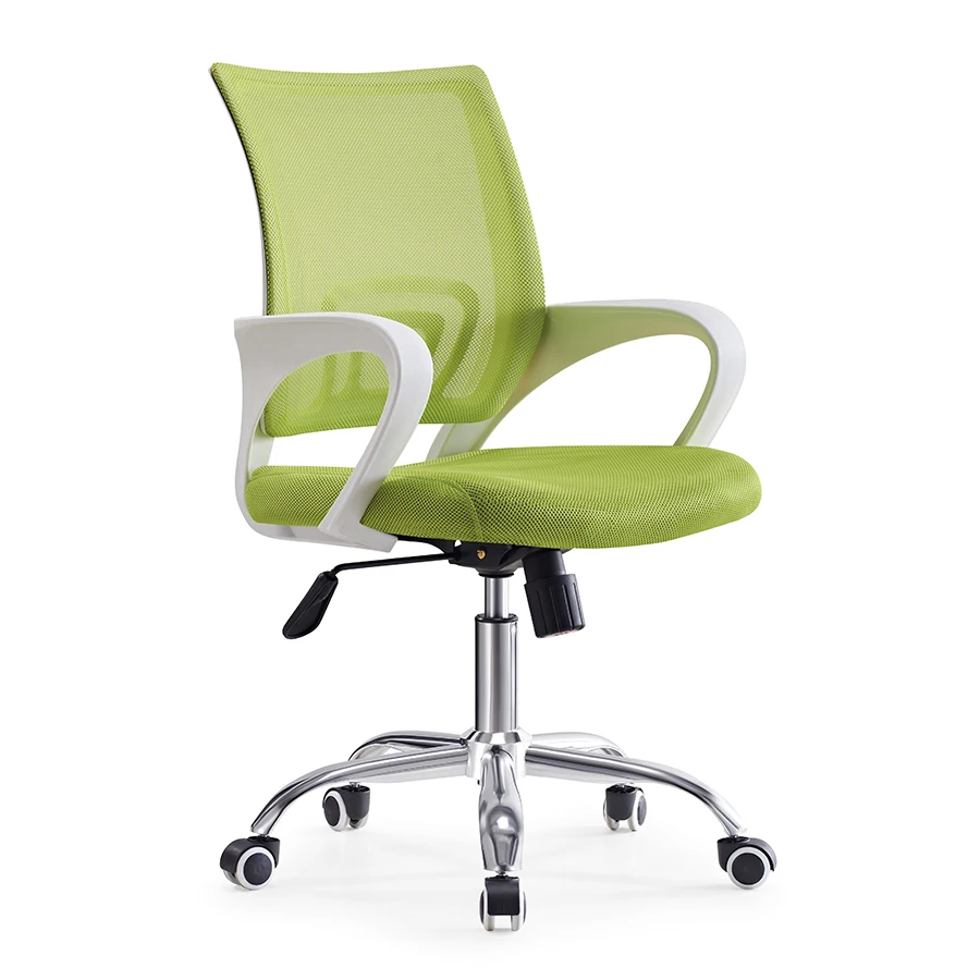 Modern official simple design mid back green mesh white plastic office chair with wheels