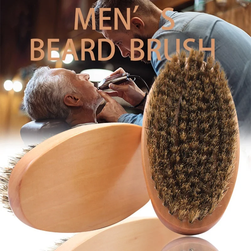 
Natural Wooden Boar Bristle Grooming Beard Brush Barber Hair Cut Neck Cleaning Brush for Men 