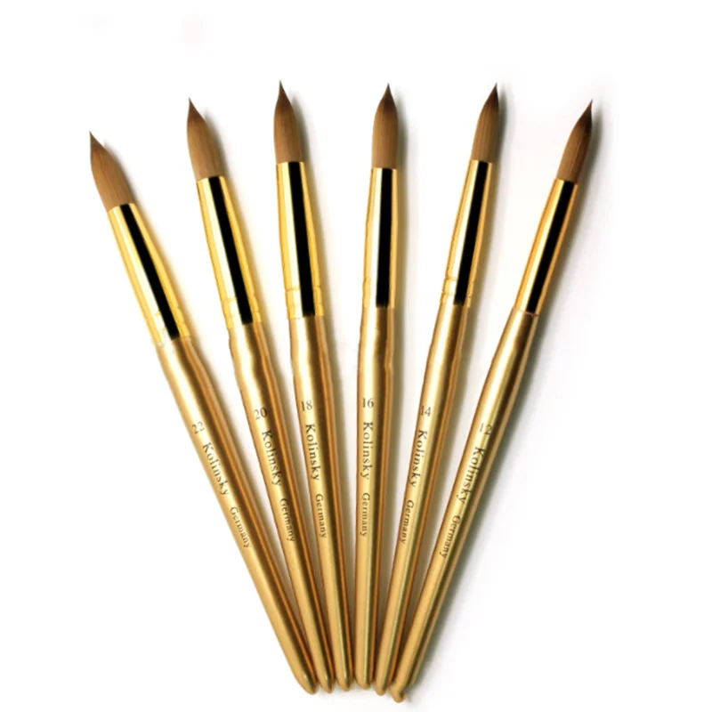 Professional or Personal Nail Salon UV Gel Kolisky Acrylic Art Brush 6 Options Polish Carving with Wood Handle