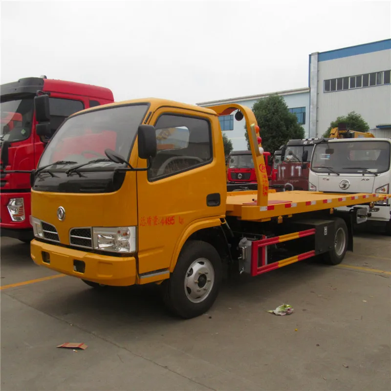 DFAC tow wrecker two cars lift slide bed flat break down towing cars car rotating tray truck 4 ton