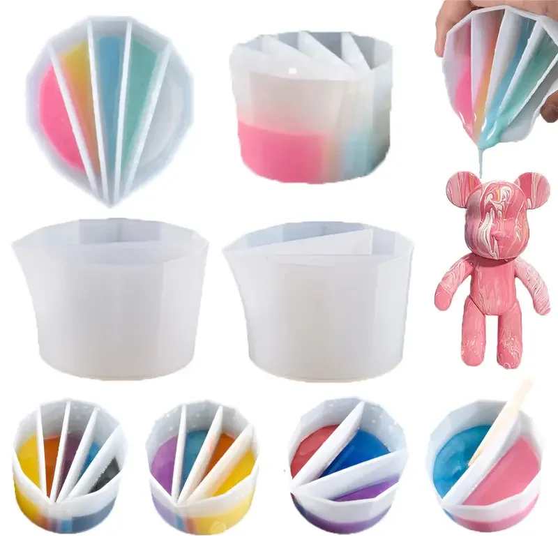 Reusable DIY Pouring Painting Tools Accessories 2/3/4/5 Grids Mixing Cups Silicone Paint Split Cup for Paint Pouring