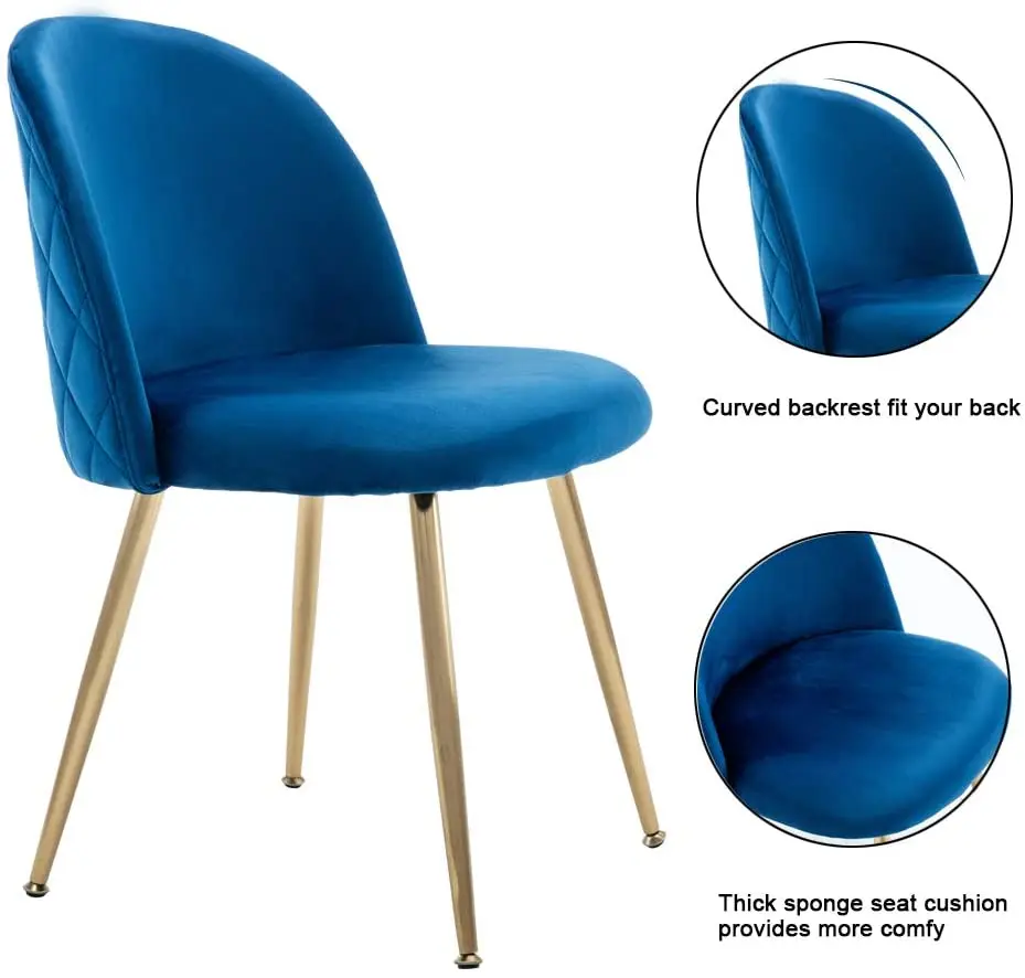 Luxury Nordic Design Dinning Furniture Sillas Metal Leg Upholstery Fabric Modern Velvet Dining Chairs for Dining Room Restaurant