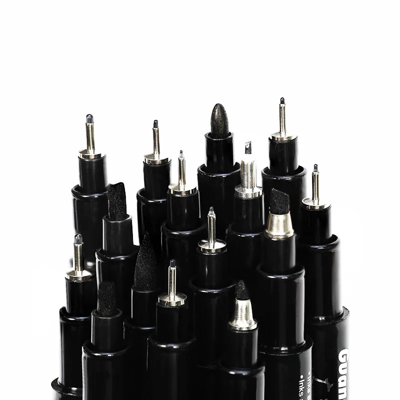 New arrival Fineliner Drawing Micro Line pen for Sketch Design 15 sizes set Black pigment liner art pens