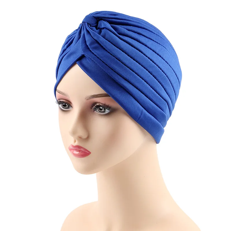 Muslim Women Cotton Cross Ruffle Chemo Sleep Turban Head Wear Scarf Beanie Hat for Cancer Patient Hair Loss Accessories