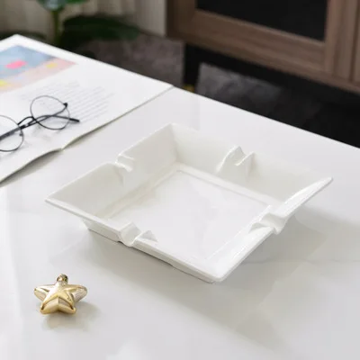 Fashion Ceramic Cigar Ashtray With Gold Border Portable Creativity Cigar Ashtray For Home