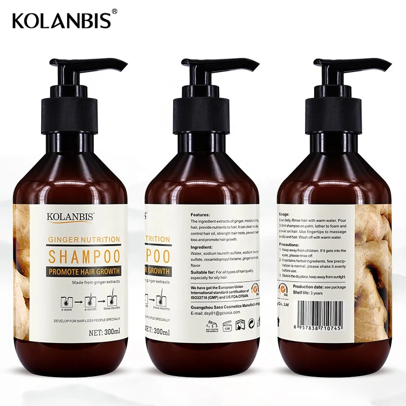  KOLANBIS оптовая продажа лучший натуральный экстракт корня имбиря шампунь для роста волос продукты против